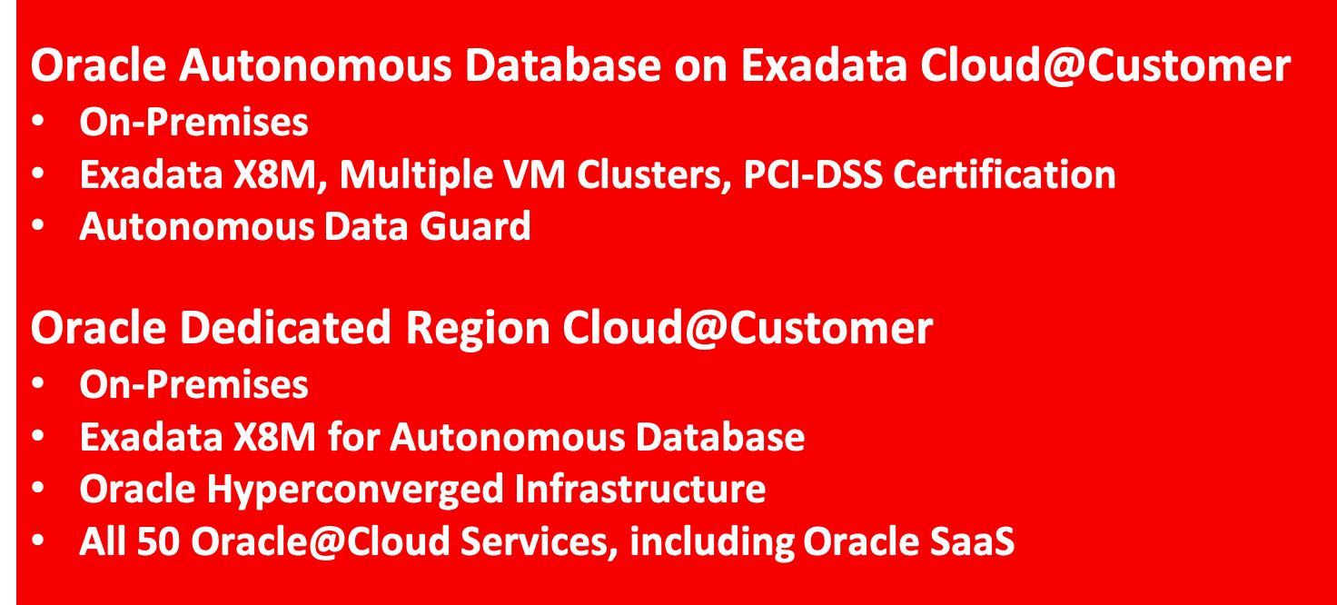 Oracle Cloud@Customer Announcement Summary